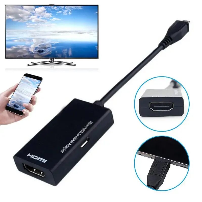 Подключение hdmi к телефону type c Кабель-переходник Mi-cro USB для Φ MHL 1080P HDTV для устройств Andr-oid Sam-sun