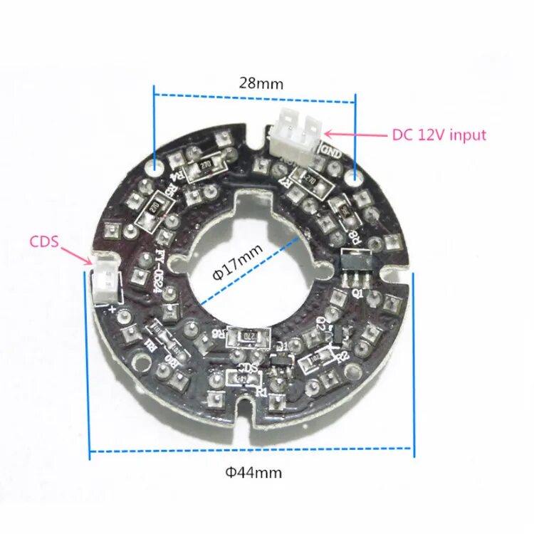 Подключение ик подсветки камеры Диаметр 44 Мм 90 Градусов Аксессуары Для Видеонаблюдения 24 Зерна Ик-светодиод Д
