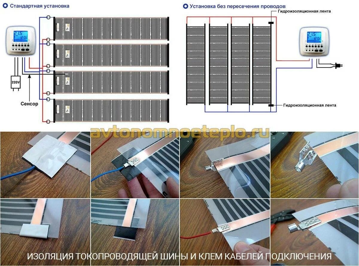 Подключение ик пола Инфракрасный пленочный теплый пол под ламинат - монтаж своими руками + фото-виде