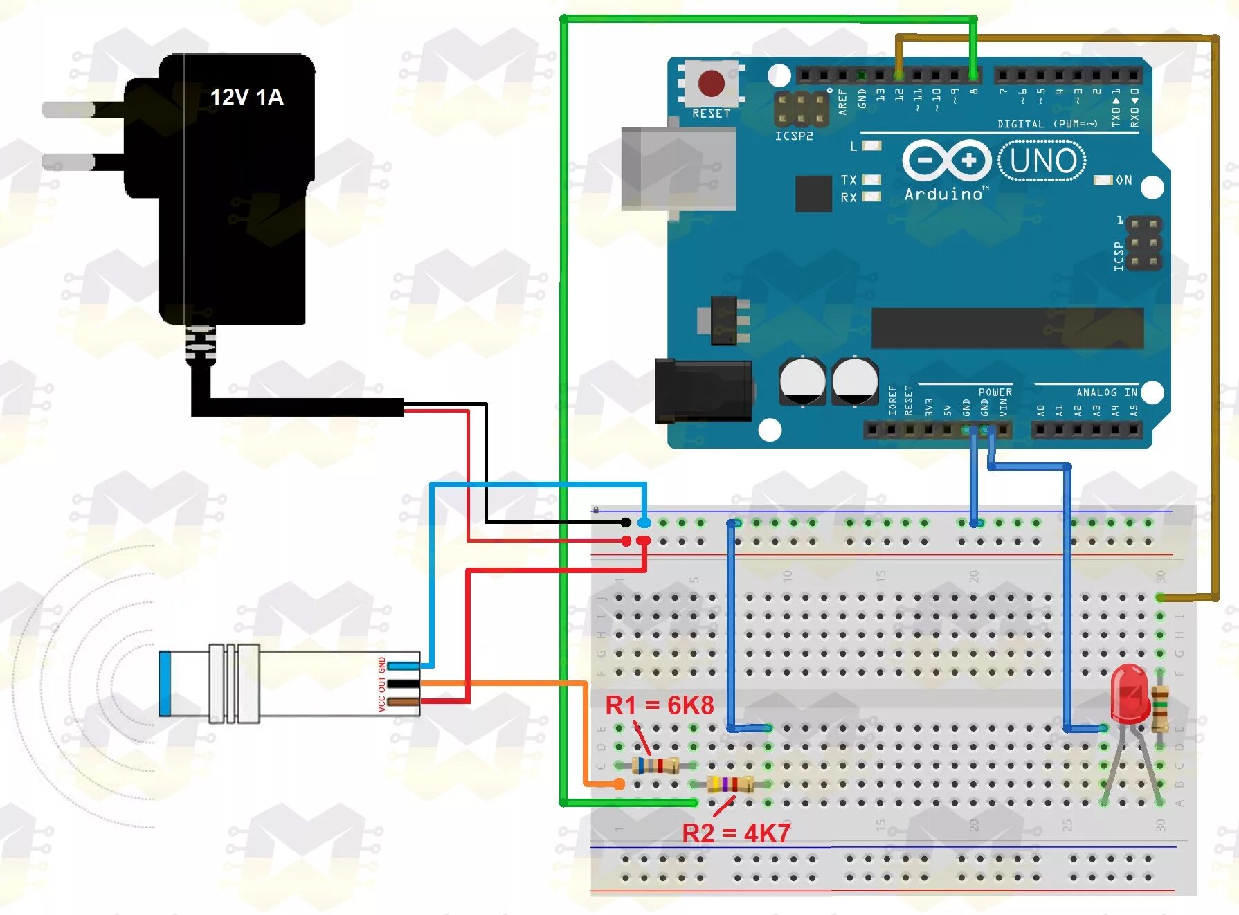 Подключение индуктивного датчика к ардуино Sensor Indutivo PNP Lj12a3-4-a/by 6-36V - AutoCore Robótica - Arduino em Fortale