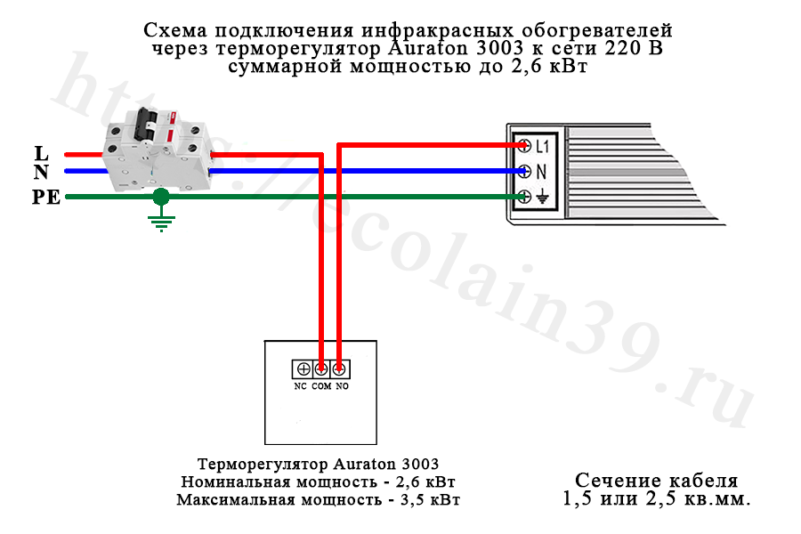 Подключение инфракрасного обогревателя баллу bigh 3 Продажа терморегулятора Auraton 3003 Auraton 3003 для обогревателей и газовых ко