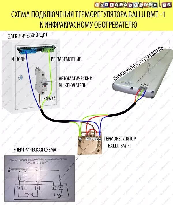 Подключение инфракрасного обогревателя баллу bigh 3 Подключение обогревателя теплэко через терморегулятор фото, видео - 38rosta.ru