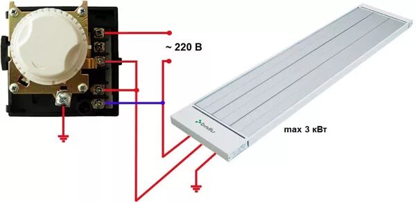 Подключение инфракрасного обогревателя через терморегулятор Shuft TA2n-S (6010) купить в Ростове-на-Дону недорого, цена