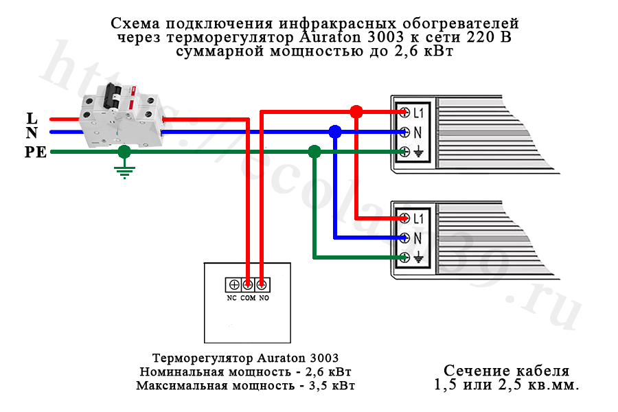 Подключение инфракрасного пола через терморегулятор Продажа терморегулятора Auraton 3003 Auraton 3003 для обогревателей и газовых ко