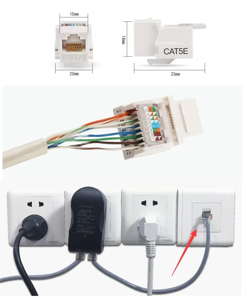 Подключение интернет кабеля к розетке по цветам Glory White 90 Degree Lan Wall Socket Cat5e Keystone Jack - Buy Keystone Jack,Rj