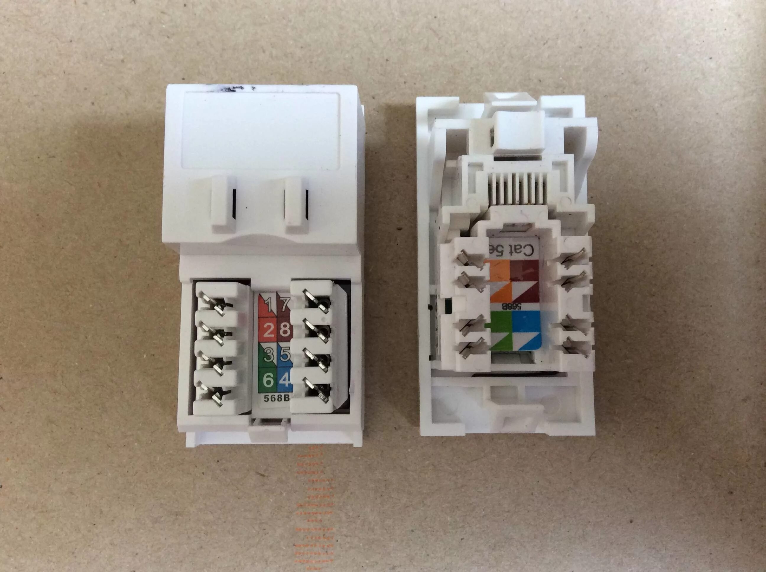 Подключение интернет розетки cat 5e по цветам networking - Cat5 socket wiring issues - Super User