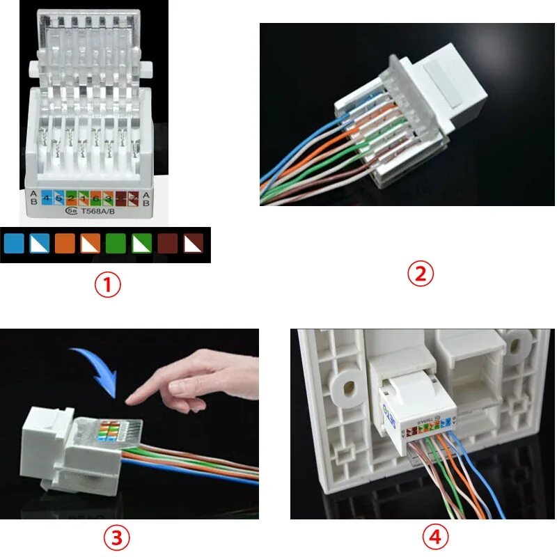 Подключение интернет розетки cat 5e по цветам Два порта CAT5E RJ45 модули LAN Сетевой слот 5e T568A/8 разъем 23x36 мм двойной 