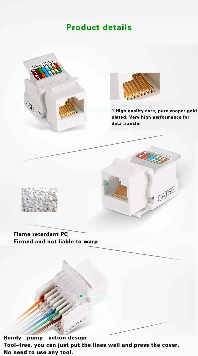 Подключение интернет розетки cat 5e по цветам Сетевой модуль UTP CAT5E без инструментов, информационный разъем RJ45, компьютер