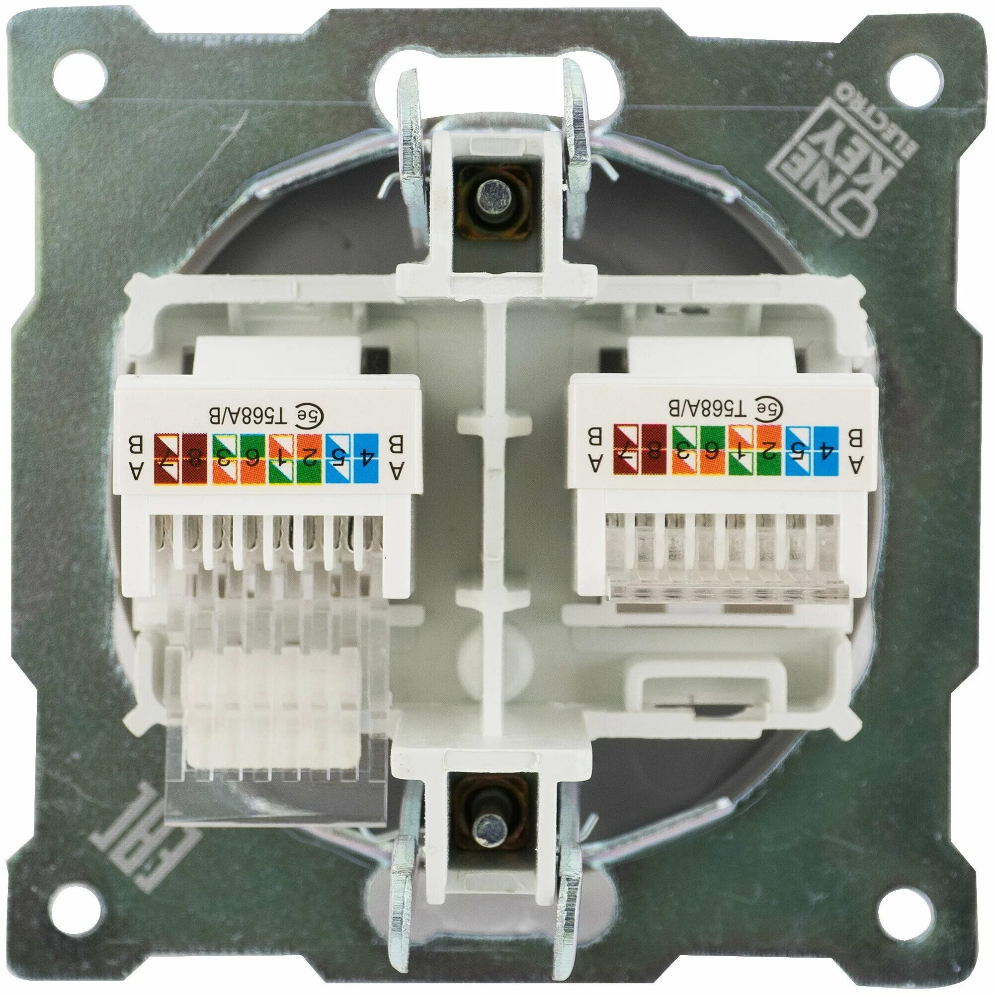 Подключение интернет розетки rj 45 Розетка компьютерная двойная встраиваемая Onekey Florence RJ45, UTP cat 5e, цвет