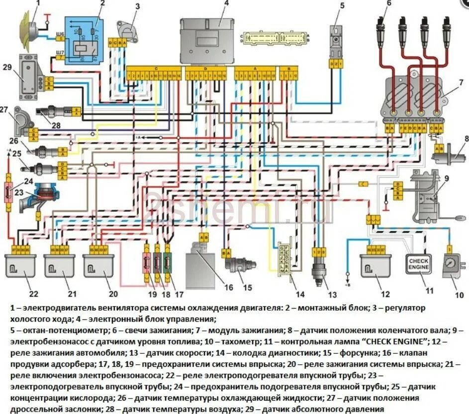 Подключение инжектора ваз 2106 схема Проводка ВАЗ 21073, инжектор, ЕВРО 2, полный к-т, 21044-3724026 - купить запчаст