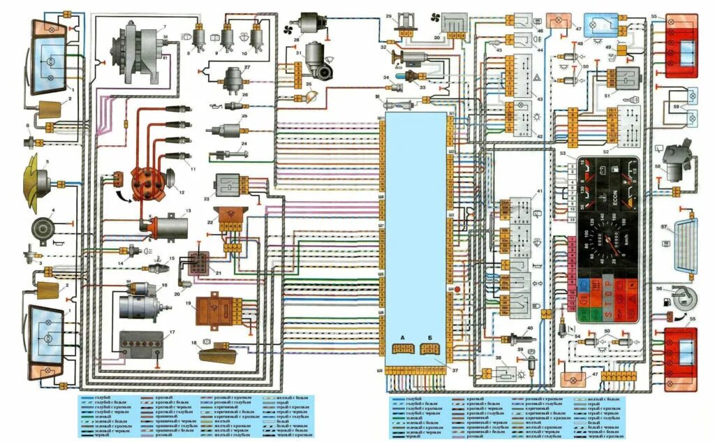 Подключение инжектора ваз 2108 Электрические схемы ВАЗ 2109 / Подробное описание