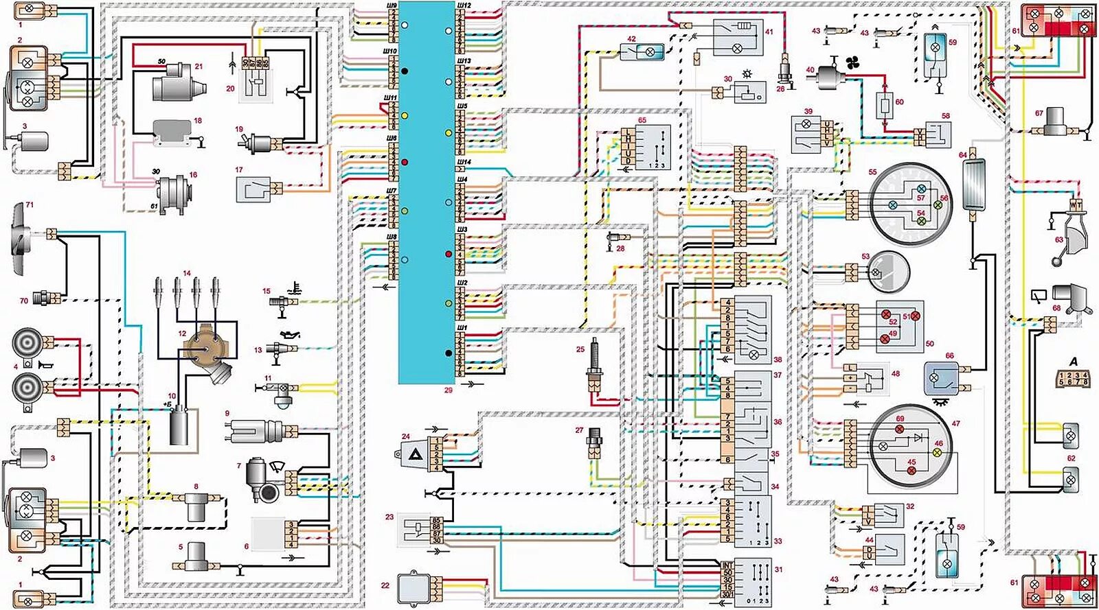 Подключение инжекторной проводки ваз Car electrical circuit diagrams VAZ-2104 "Zhiguli"