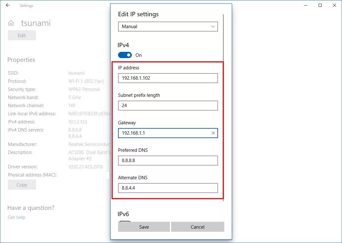 Подключение ipv6 windows 10 Address description