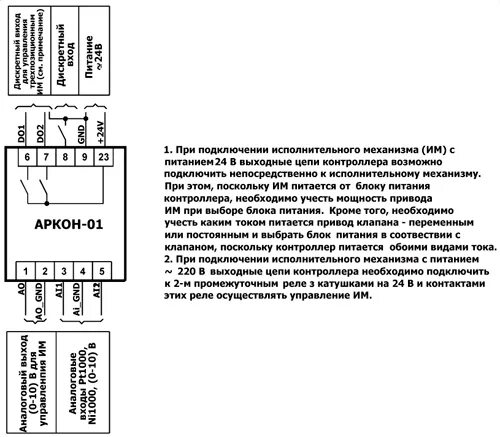Подключение исполнительных устройств Контроллер АРКОН-01 купить в опт и розницу МансарПром