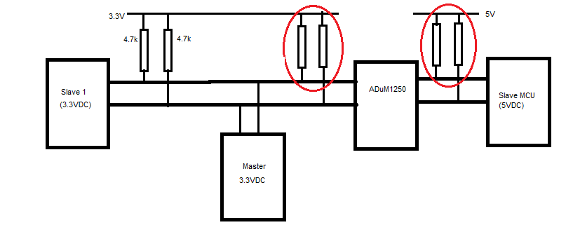 Подключение изолятора из 1 Is it required to use separate pull ups in level shifting using I2C isolatator A