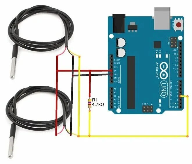 Подключение к arduino вентилятора c датчиком температуры Ds18b20 цифровой датчик температуры (в металлической гильзе) 1 метр - купить в и