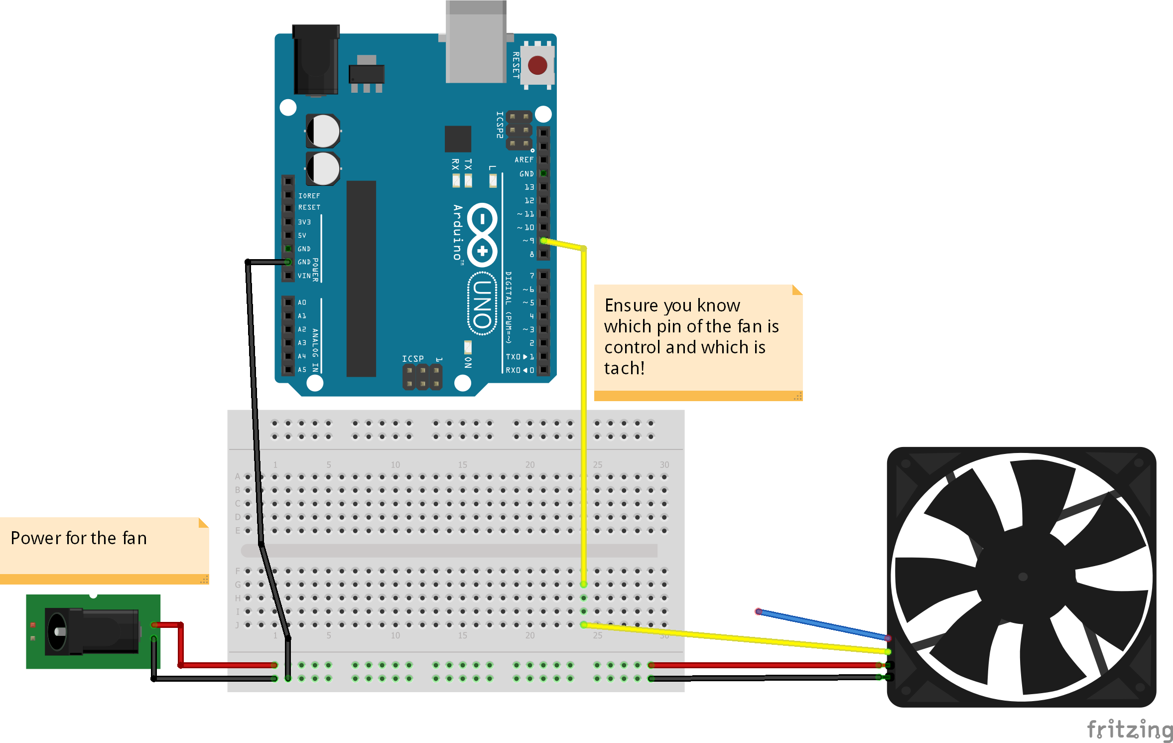 Подключение к arduino вентилятора c датчиком температуры 4-контактный ШИМ-контроль вентилятора, 25 кГц, с Arduino Uno