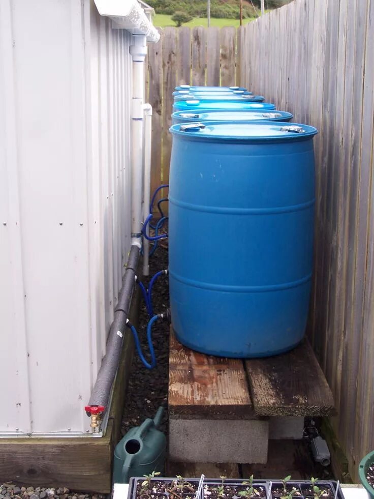 Подключение к бочке воды Building a six-barrel Rainwater Collection System Rain water collection system, 