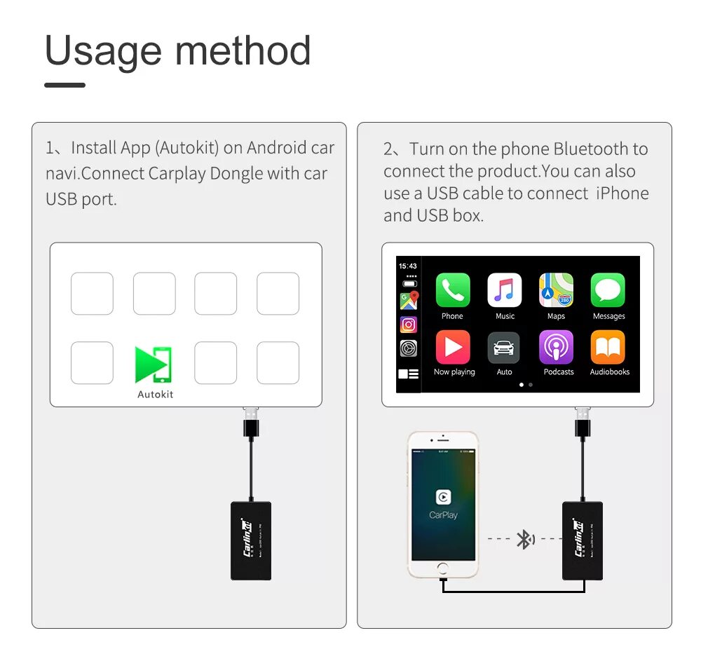 Подключение к carplay без провода Купить Carlinkit беспроводной Smart Link Apple CarPlay Dongle для Android навига