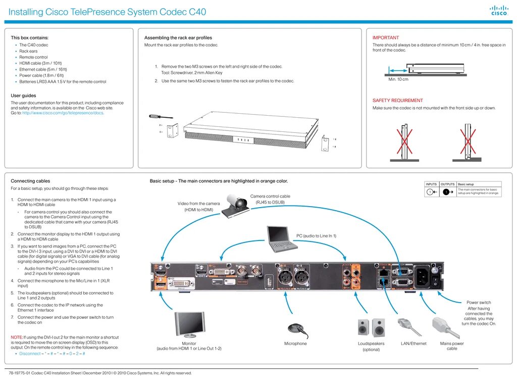 Подключение к cisco через cisco Cisco TelePresence System Codec C40 Installation Sheet Manualzz