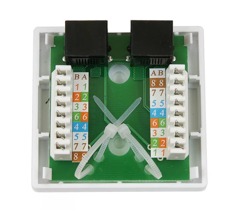 Подключение к двойной розетке rj 45 Cabeus WS-8P8C-Cat5e-2 Розетка компьютерная RJ-45, категория 5e, двойная, внешня