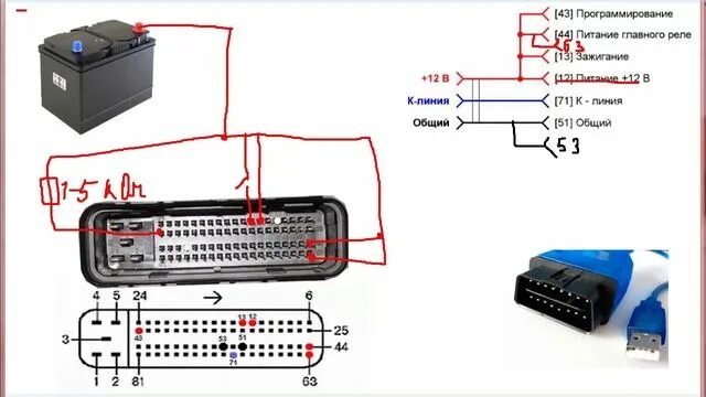 Подключение к эбу 1 Схема прошивки ЭБУ ВАЗ Январь 7.2 - смотреть видео онлайн от "Секреты Творческой