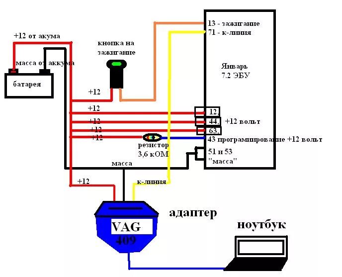 Подключение к эбу 1 Программатор Январь 7.2 - DRIVE2