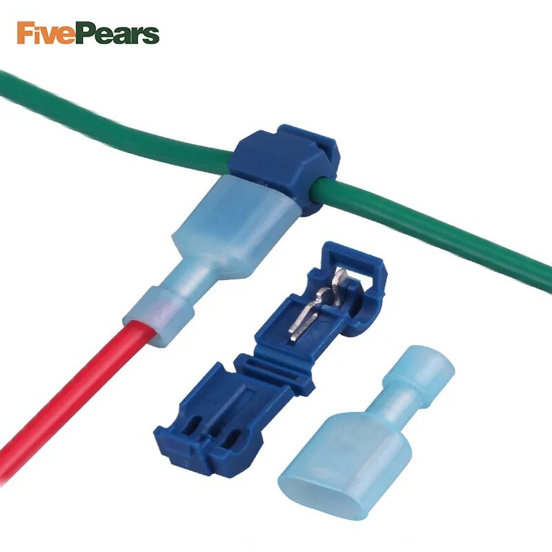 Подключение к кабелю без разрыва FIVEPEARS 30SETS/lot L1 Blue T Type Quick Splice Crimp Terminal Wire Convenient 