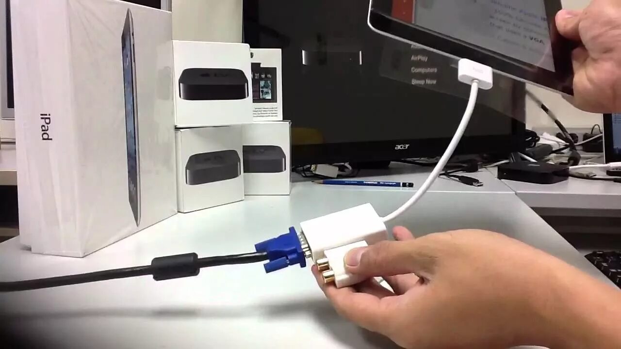 Подключение к компьютеру через планшет iPad VGA Adapter DX SKU 70343 119559 APPLE TV Gen 3 - YouTube