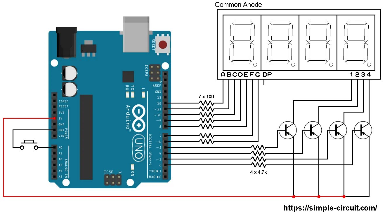 Подключение к компьютеру индикатор Integracija Preiskava Ponovljeno arduino chronomrter with led display 4 digit 7 