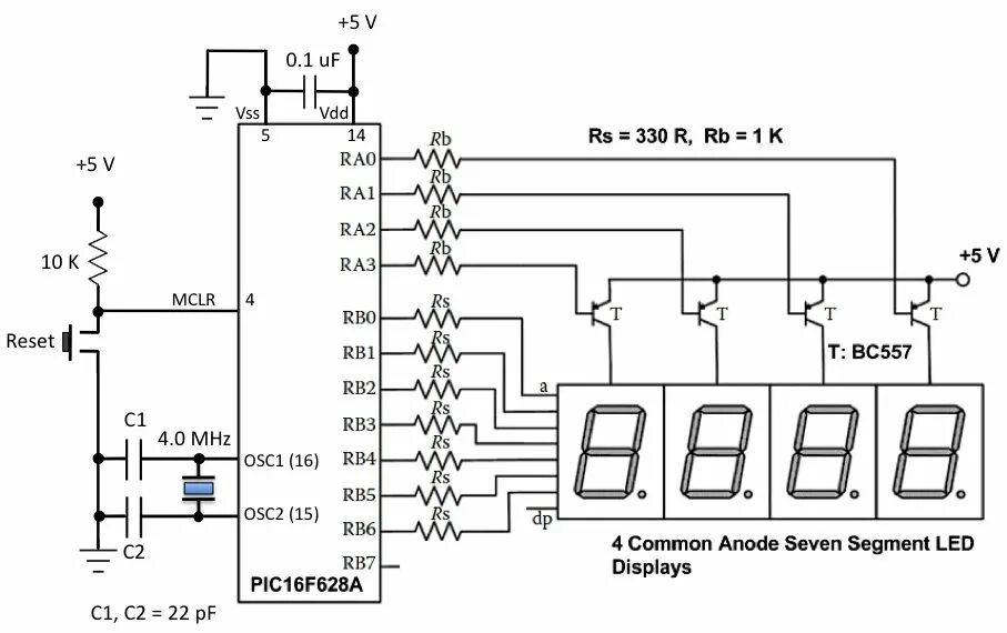 Подключение к компьютеру индикатор pic - solution for driving multiple 7 segment LED display from 3 volt µC - Elect