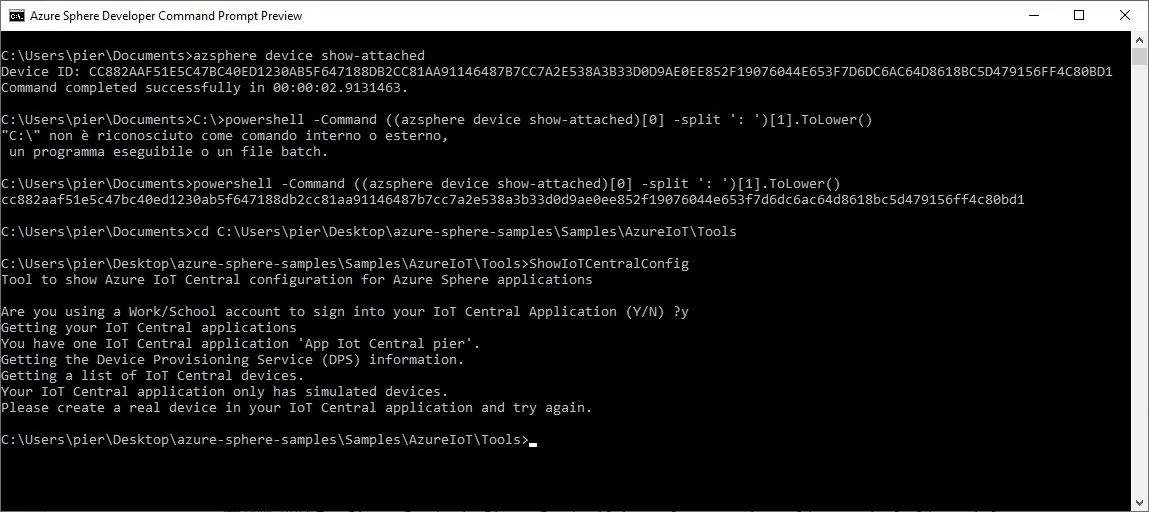 Подключение к компьютеру командная строка AzureIoT Sample MSB3073 Error when compiling - Issue #32 - Azure/azure-sphere-sa