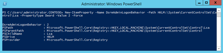 Подключение к компьютеру powershell Вход на контроллер домена с учетной записью DSRM администратора