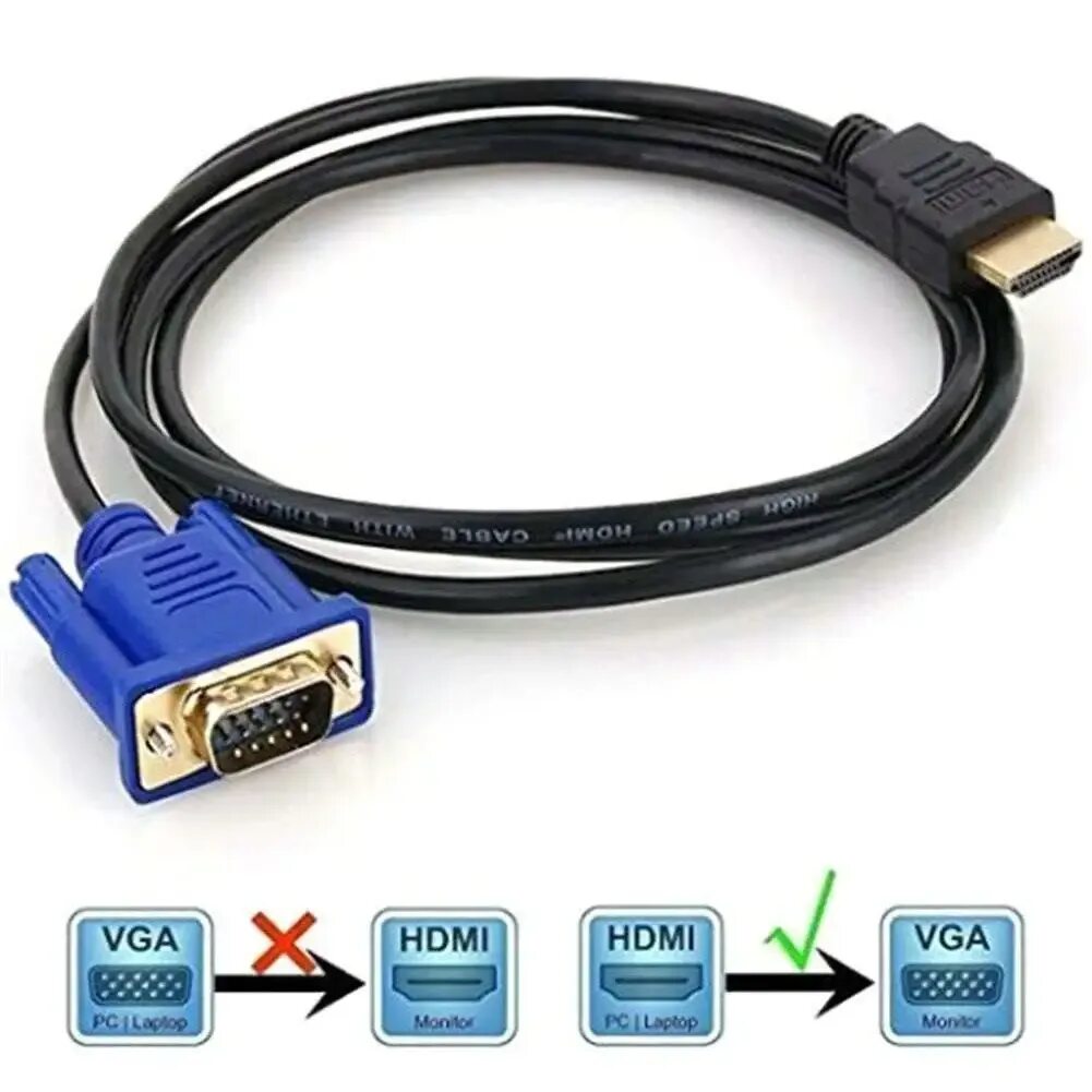 Подключение к компьютеру vga hdmi Кабель-преобразователь 1080P HDMI в VGA с аудио источником питания, Переходник H