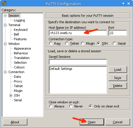 Подключение к машине по ssh Настройка SSH-клиента PuTTY - Раздел помощи - SpaceWeb