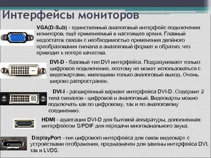 Подключение к монитору dvi какие виды бывают Тип interface: найдено 78 картинок