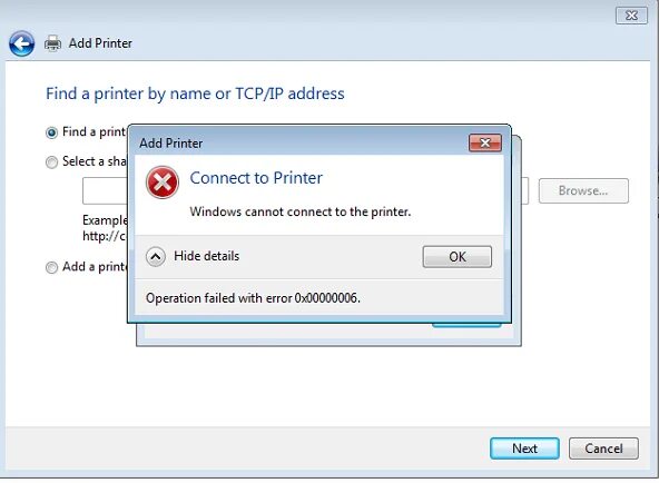 Подключение к принтеру ошибка 0x0000011b windows 7 Windows cannot connect to the printer. error 0x00000006 - Hardware - Spiceworks 