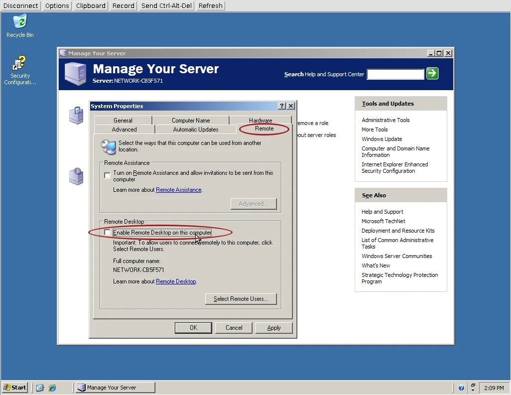 Подключение к rdp через сервер Включение удаленного рабочего стола ✔ в Windows 2003