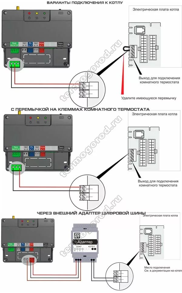 Подключение к шине котла Zont SMART Отопительный GSM контроллер