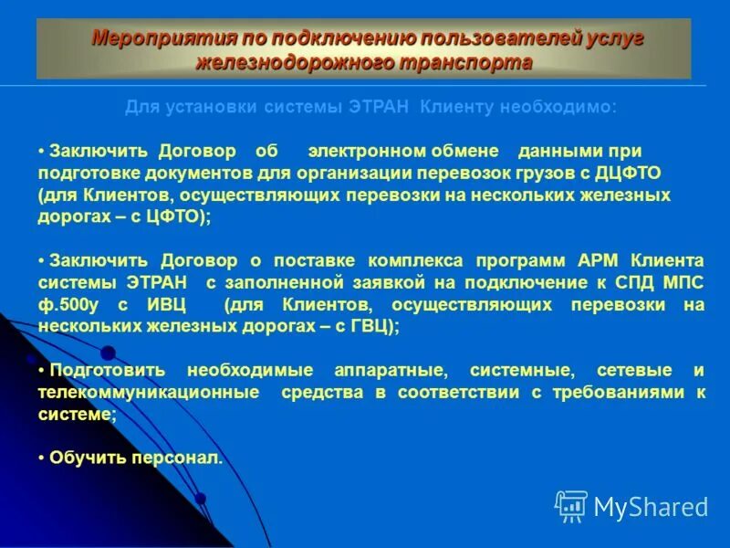 Подключение к системе этран ржд Этран ржд презентация