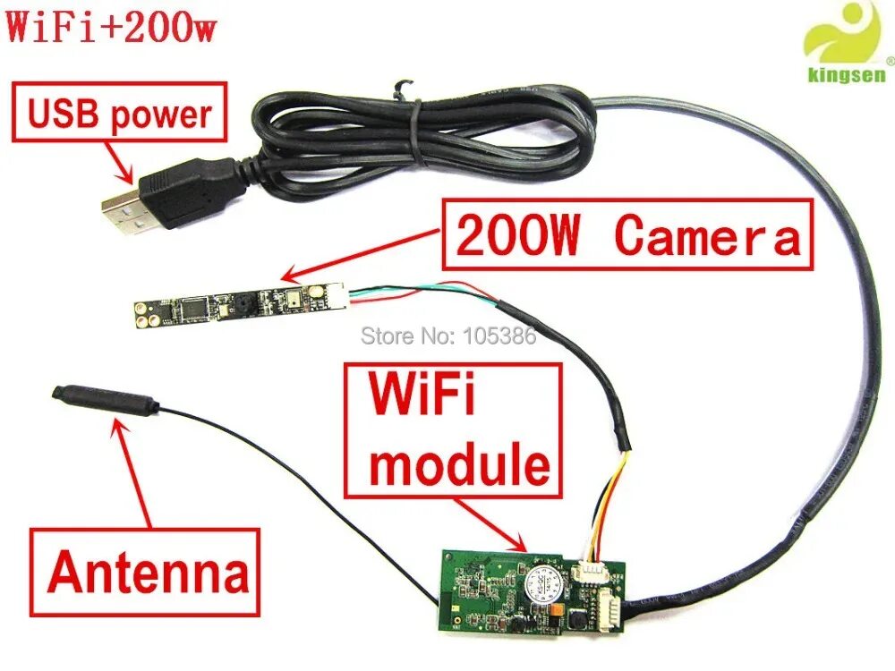 Подключение к смартфону через камеру Mini Wifi Camera Module with 200W MJPG camera 5V P2P Plug and Play For Android i