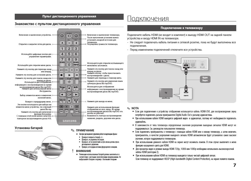 Подключение к телевизору пульт скачать Samsung BD-F5100: Instruction manual and user guide in Russian