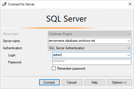 Подключение к удаленному серверу sql SSMS: Herstellen der Verbindung und Abfragen von Daten - Azure SQL Database & Az