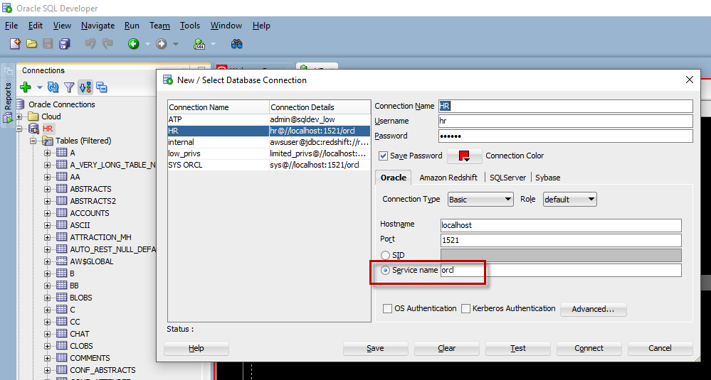 Подключение к удаленным бд Sql Developer can conect Oracle Database 12c with TNS but can not connected with