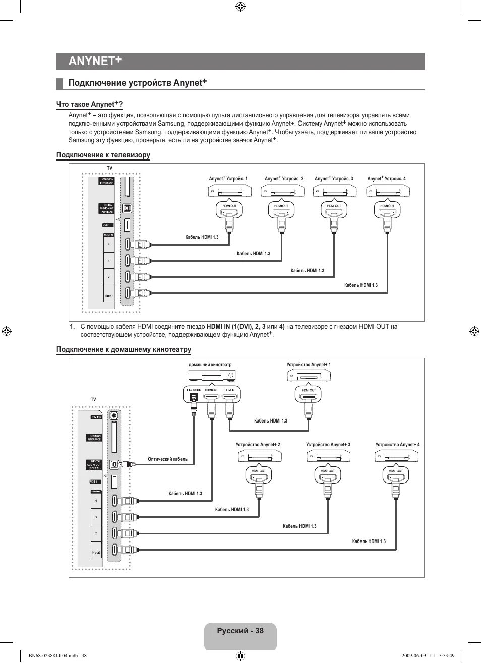 Подключение к устройству anynet Samsung UE32B6000VW: Instruction manual and user guide, Воспроизведение музыки