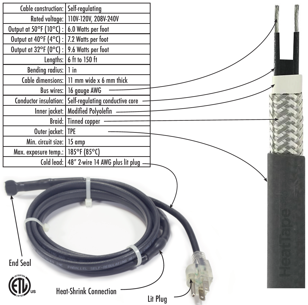 Подключение кабеля srl 16 2 Self heating cable