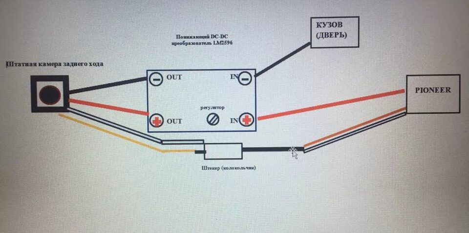 Подключение камеры 12 вольт Подключение штатной камеры заднего хода к нештатному магнитофону Pioneer - Toyot