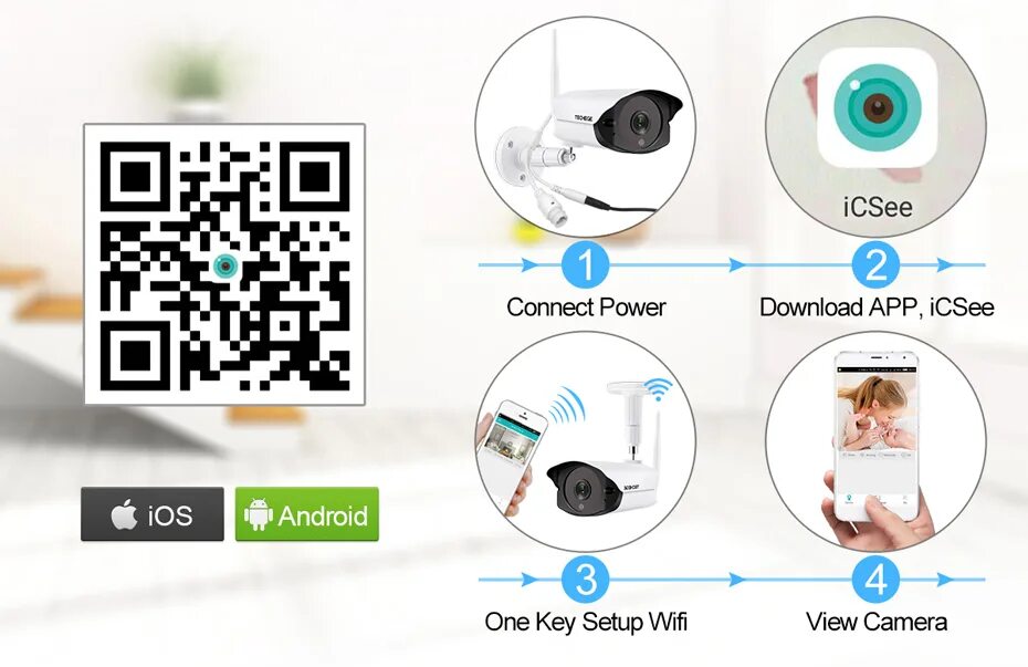 Подключение камеры без qr кода Купить Techege, 1080 P, HD, Wifi, IP камера, уличная, внутренняя, 2MP, беспровод
