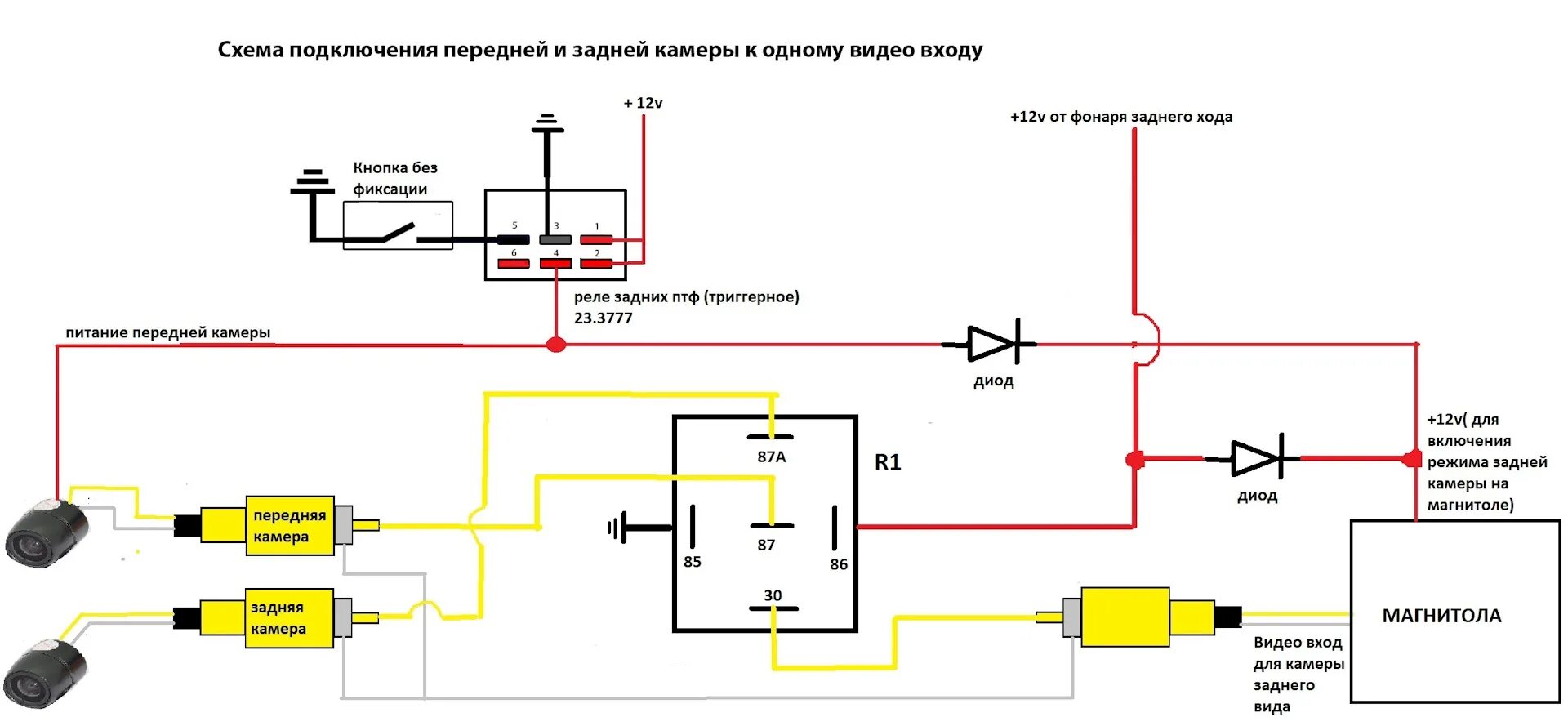 Подключение камеры через инжектор Камера переднего вида, замена и схема подключения. - KIA Optima (3G), 2 л, 2014 